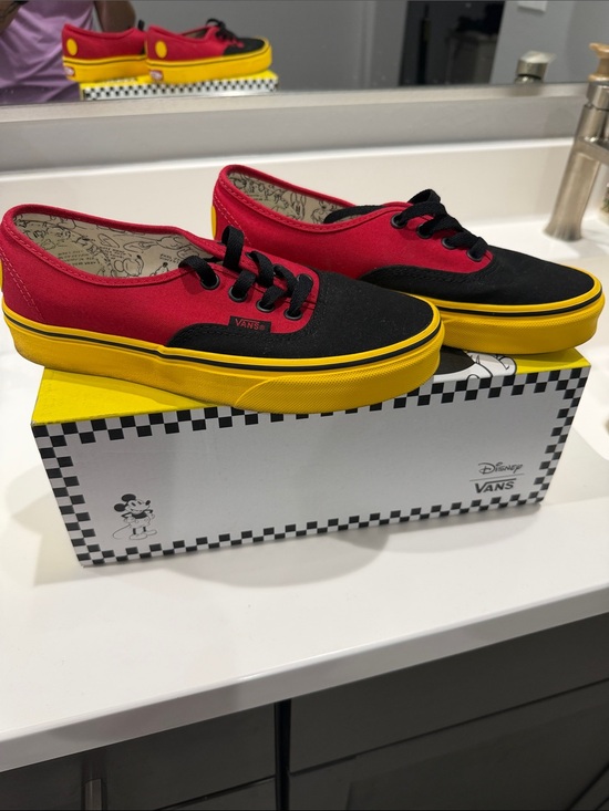 Vans Shoes - Vans Red, Black & Yellow Low-Top Canvas Sneakers